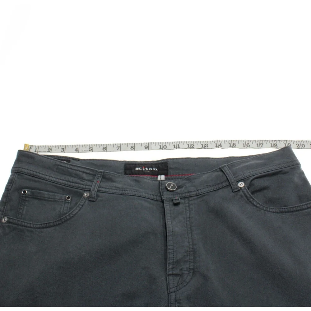 Kiton NWT Five Pocket Jean Cut Pants Size 40 US in Gray Lyocell & Cotton Blend